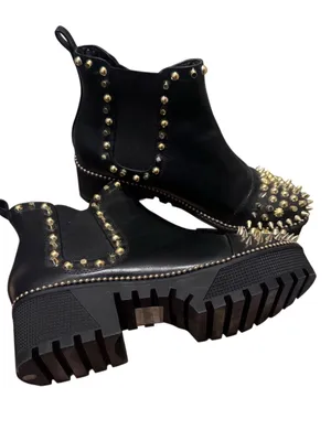 NWOT Cape Robin Pull-on Ankle Booties with Spikes- Black Gold Goth Punk Size 6 thumbnail 5