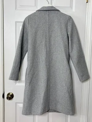 ZARA Gray Long Coat Duster Overcoat Minimalist Quiet Luxury Office Timeless Sz S thumbnail 3