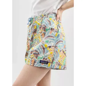 Patagonia Womens Baggies Shorts Abstract Geometric Print Blue Yellow Large thumbnail 2