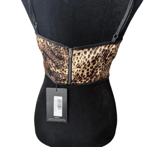 PLT Leopard Animal Print‎ Corset Top Brown Size 4 y2k Statement Maximalist NEW thumbnail 2