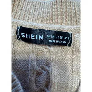 SHEIN‎ Womens Beige Cable Knit V-Neck Sweater Vest Size Medium Tan Sleeveless thumbnail 2