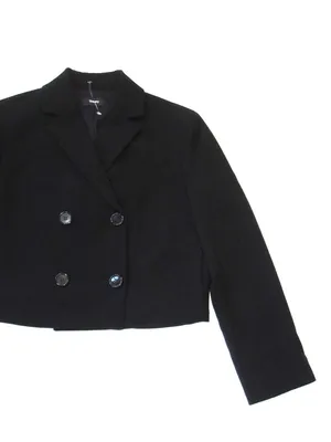 NWT Theory Crop Double-Breasted Jacket in Black Admiral Crepe Blazer 4 thumbnail 6