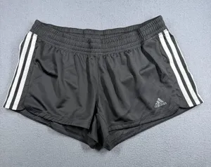 Adidas Running Shorts Womens Medium Black 3 Stripes Mesh Elastic Waist thumbnail 1