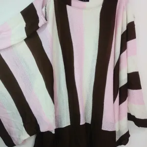 Carly B Neopolitan Cold Shoulder Sweater Top L thumbnail 5