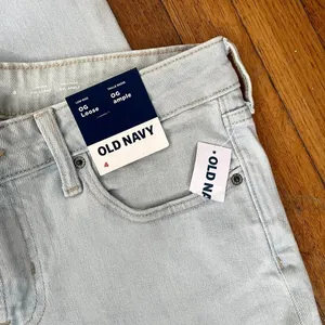 NWT Old Navy wide straight leg low rise light wash blue jeans women size‎ 4 thumbnail 2