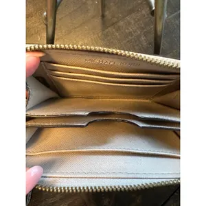 Michael Kors Brown Snakeskin‎ Embossed Leather Zip Around Wristlet Wallet GUC thumbnail 6