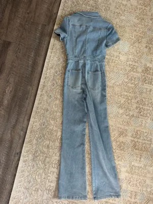 Signature 8 Light Blue Denim Jumpsuit Overalls - Women's Short Sleeve thumbnail 6