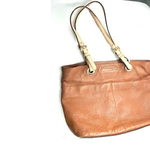 brown pebbled leather Michael Kors Bedford tote bag purse laptop shoulder gold thumbnail 3