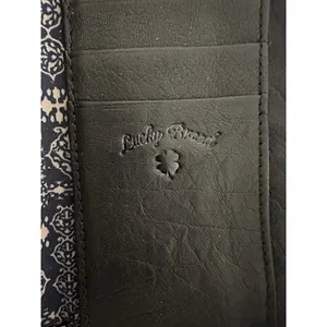 Lucky Brand black leather zip-around wallet with a gold‎ plate detail thumbnail 7