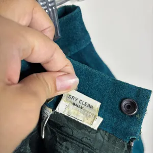 Fashion House Teal Suede Leather High Waist Mini Skirt Vintage Sz 10 thumbnail 7
