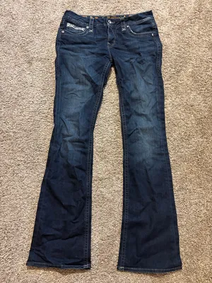 Rock Revival Women’s Klarry Dark Wash Boot‎ Cut Embellished Jeans Size 30 thumbnail 3