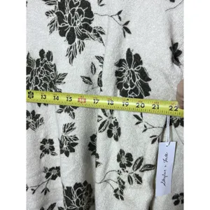 Skylar + Jade Sweater Women Medium Cream Gray Floral Knit Long Sleeve Sèzane thumbnail 6