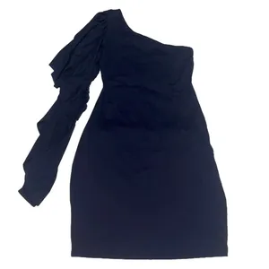 Susana Monaco‎ Ruffle Sleeve One Shoulder Bodycon Dress Minimalist Preppy Chic thumbnail 2