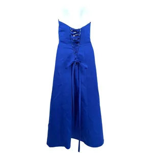 Alfred Angelo Strapless Corset Dress Sz 0 Prom Bridesmaid Satin Ruch Y2K Lace Up thumbnail 5