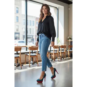 Vicino Teal and Red Suede Platform Pumps Round‎ Toe Stiletto Heels Size 37 thumbnail 8
