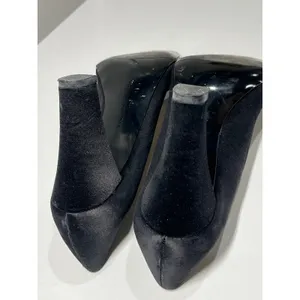 AK Anne Klein Aktaran Black Satin Peep Toe Block Heel Pumps Size‎ 6.5M thumbnail 10