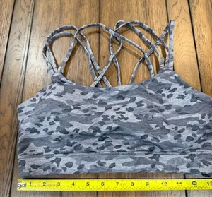 GAP Gray Camouflage Strappy Sports Bra thumbnail 1