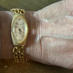 Vintage Lucerne gold tone chain and leather band watch thumbnail 5