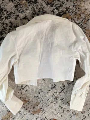Zara White Cropped Bustier Blouse thumbnail 5