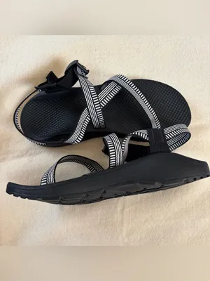 Chacos Black Women's Strappy Outdoor Sandals with White Stripe Detail Size W10 thumbnail 4