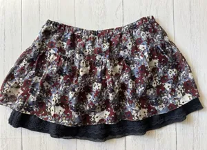 Vintage Abercrombie & Fitch Large Floral Navy Lace Ruffle Airy Mini Skirt Y2K thumbnail 1