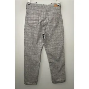 American Eagle Mom Straight Pants Size 14 Gray Plaid High Rise Preppy Trousers thumbnail 5
