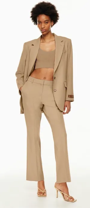 Aritzia Babaton Program Pant Heathered High Rise Flare size 2 NWT full length thumbnail 1