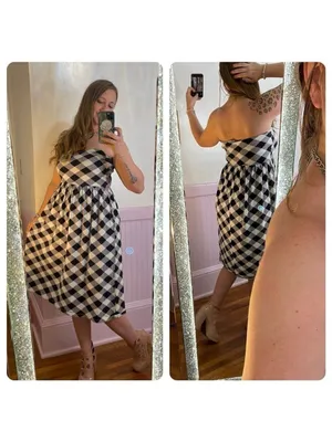 ASOS Buffalo Check Strapless Dress thumbnail 3