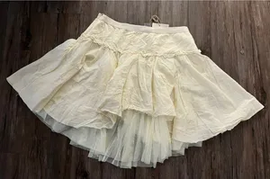 NWT VTG Velocity Layered Ruffle Tiered Mini Skirt Cream Boho thumbnail 1