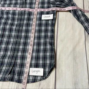 Madewell Flannel Slim Ex-Boyfriend Shirt Green Coltrane Plaid E6002 Size Small‎ thumbnail 3