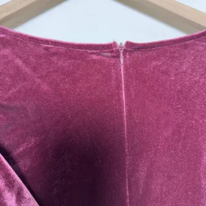 Ricarica Women Maxi Velour Maxi Dress XL Burgundy Ruffle Thigh Slit Formal Gala thumbnail 10