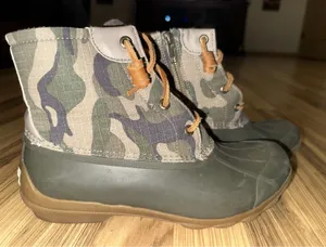 Sperry Syren Gulf Camo Driftwood Women's 8.5‎ Top-Sider Duck Boots green Tan thumbnail 1