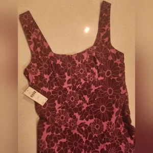 Anthropologie NWT By The Blythe Square-Neck Tiered Dress Color Pink combo Sz XXS thumbnail 6