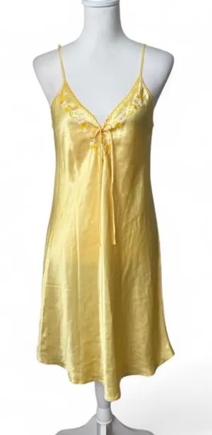 Yellow Satin Slip Dress Size M thumbnail 1