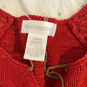 Worthington Red crochet trendy Knit Top thumbnail 2