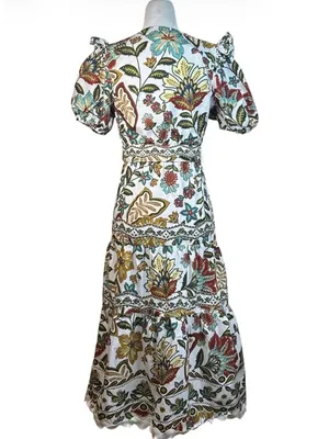 FARM Rio Botanicals Belted Midi Dress in Small Womens Cotton Poplin Floral thumbnail 11