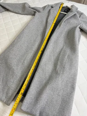 ZARA Gray Long Coat Duster Overcoat Minimalist Quiet Luxury Office Timeless Sz S thumbnail 6