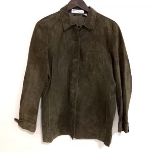 Real Clothes Saks Fifth Avenue 12 Suede Button Front Shirt thumbnail 2