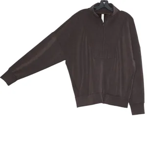 NEW Zella 1/2 Zip Pullover Oversized Athleisure Stretch Pocket Brown L Flaw thumbnail 2