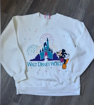 VTG 90s DISNEY DESIGNS Walt Disney World Mickey Sweatshirt Rare White Crewneck S thumbnail 1