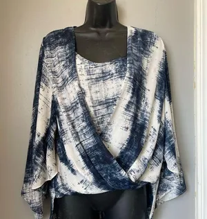 Karen Kane Blue and White Wrap Tunic thumbnail 1