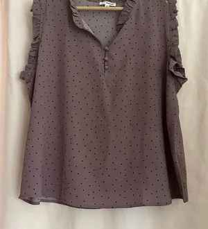 Mauve Purple Sleeveless Polo Blouse with Ruffles thumbnail 1