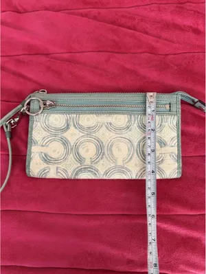 Vintage Coach Teal Canvas Wallet Wristlet thumbnail 5