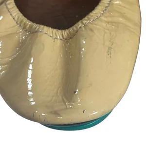 Tieks Patent Leather Cream Beige Green Foldable Travel Ballet Flats Shoes Size 8 thumbnail 5