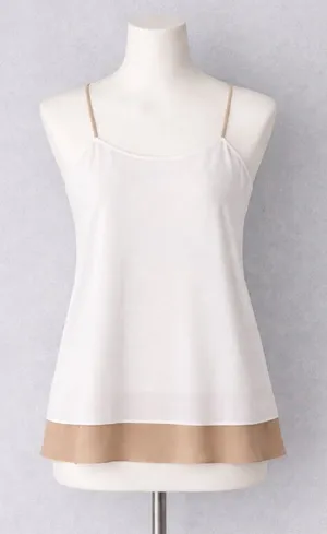 Zara Camisole Women L Tan Cream Layered Spaghetti Strap T-Back High Low Top thumbnail 1