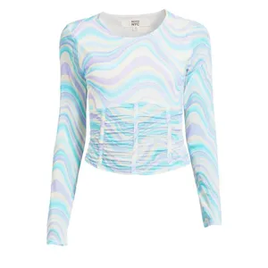 Madden NYC Pastel Corset Ruched Top in Nantucket Breeze Size XL thumbnail 5