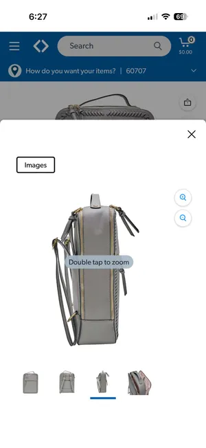 Calpak Grey Leather Bagpack Gray thumbnail 3