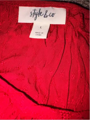 Style & Co Medley Muse Red Textured Long Sleeve Blouse Size L (22” PTP) NWT thumbnail 6