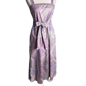 Laundry By Shelli Segal Dress 6 S Cotton Stretch Pockets Midi Patchwork‎ Cottage thumbnail 2