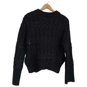 Zara Black Cable Knit Cutout Sweater Womens Size S Pullover Long‎ Sleeve thumbnail 4